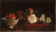 Flowers on a Japanese Tray on a Mahogany Table John La Farge